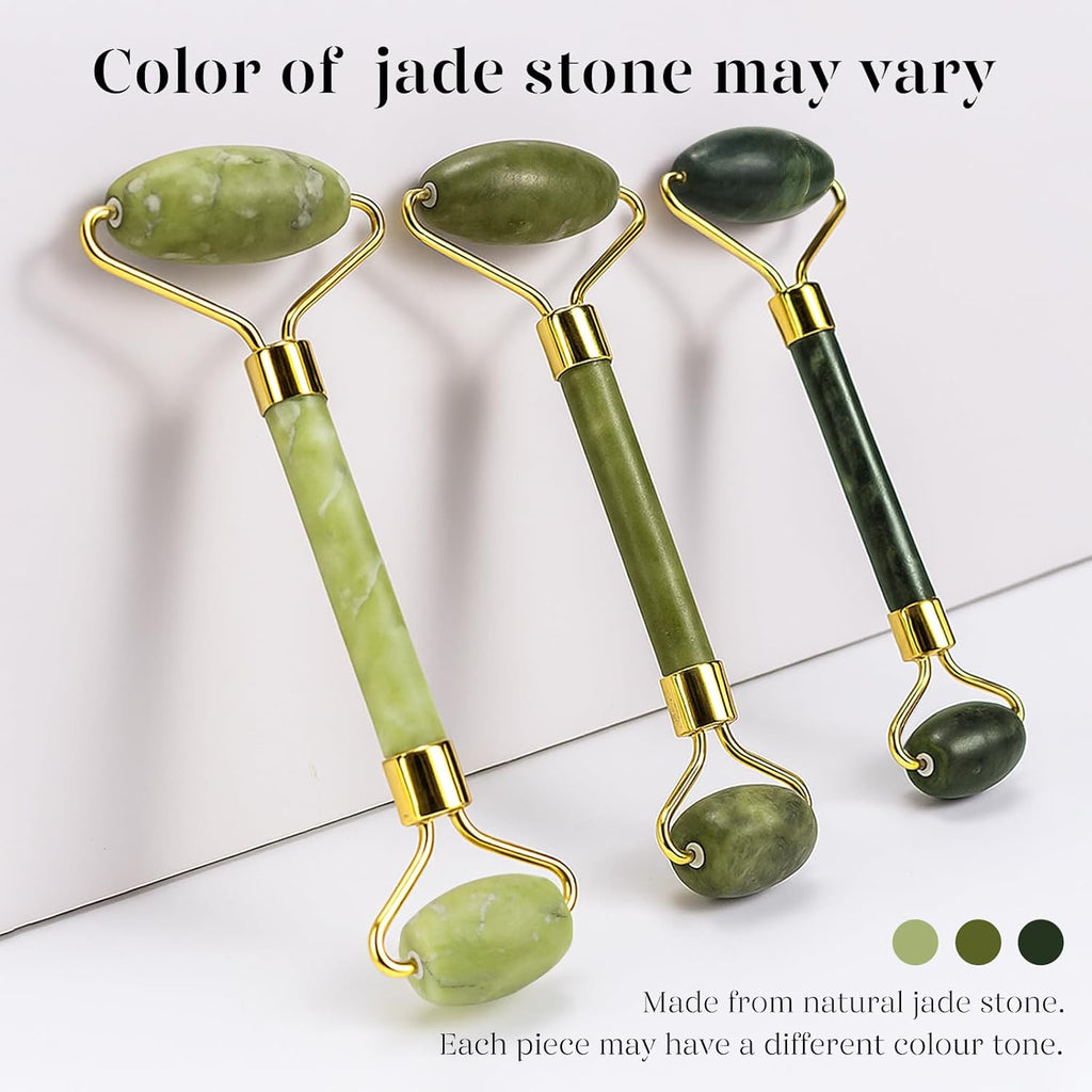 Natürliches Jade-Roller- und Gua-Sha-Set – Gesichtsmassagegerät